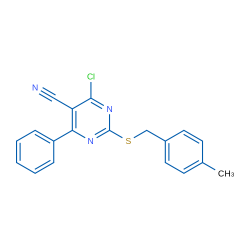 4-Chloro-2-{[(4-methylphenyl)methyl]sulfanyl}-6-phenylpyrimidine-5-carbonitrile 1g