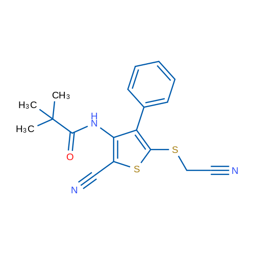 N-{2-cyano-5-[(cyanomethyl)sulfanyl]-4-phenylthiophen-3-yl}-2,2-dimethylpropanamide 1g