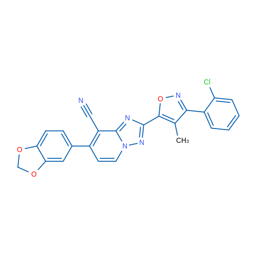 7-(2H-1,3-Benzodioxol-5-yl)-2-[3-(2-chlorophenyl)-4-methyl-1,2-oxazol-5-yl]-[1,2,4]triazolo[1,5-a]pyridine-8-carbonitrile 1g