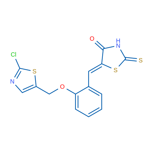 (5Z)-5-({2-[(2-chloro-1,3-thiazol-5-yl)methoxy]phenyl}methylidene)-2-sulfanylidene-1,3-thiazolidin-4-one 1g