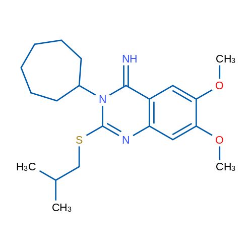 3-Cycloheptyl-6,7-dimethoxy-2-[(2-methylpropyl)sulfanyl]-3,4-dihydroquinazolin-4-imine 1g