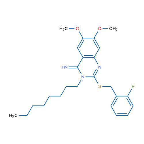 2-{[(2-fluorophenyl)methyl]sulfanyl}-6,7-dimethoxy-3-octyl-3,4-dihydroquinazolin-4-imine 1g