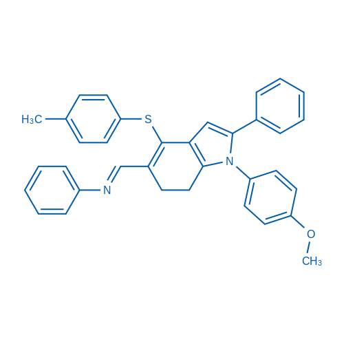 (1E)-1-[1-(4-Methoxyphenyl)-4-[(4-methylphenyl)sulfanyl]-2-phenyl-6,7-dihydro-1H-indol-5-yl]-N-phenylmethanimine 1g