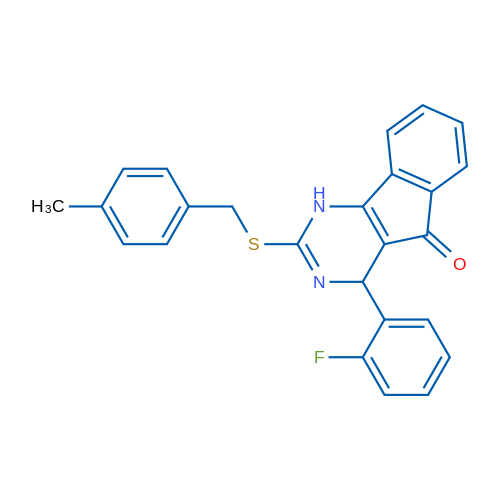 4-(2-Fluorophenyl)-2-{[(4-methylphenyl)methyl]sulfanyl}-1H,4H,5H-indeno[1,2-d]pyrimidin-5-one 1g