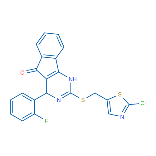 2-{[(2-chloro-1,3-thiazol-5-yl)methyl]sulfanyl}-4-(2-fluorophenyl)-1H,4H,5H-indeno[1,2-d]pyrimidin-5-one 1g