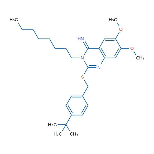 2-{[(4-tert-butylphenyl)methyl]sulfanyl}-6,7-dimethoxy-3-octyl-3,4-dihydroquinazolin-4-imine 1g