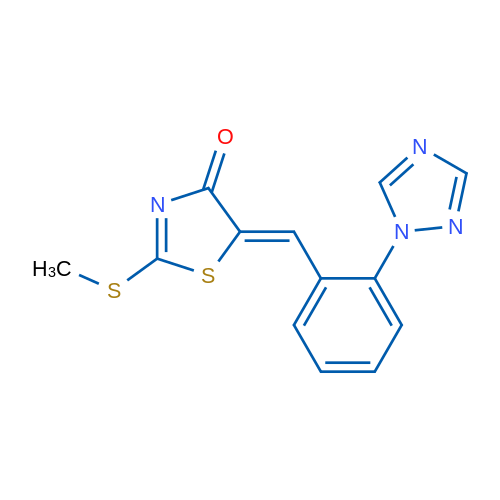 (5Z)-2-(Methylsulfanyl)-5-{[2-(1H-1,2,4-triazol-1-yl)phenyl]methylidene}-4,5-dihydro-1,3-thiazol-4-one 1g
