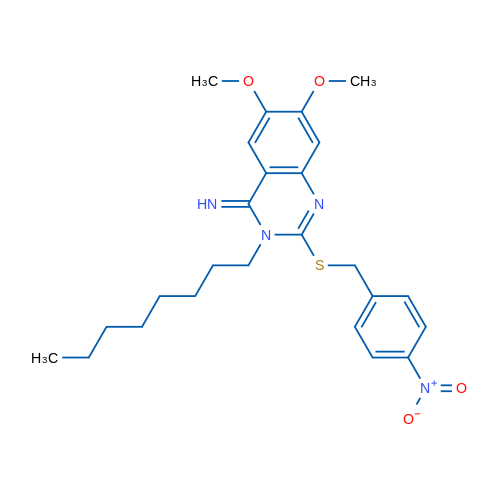 6,7-Dimethoxy-2-{[(4-nitrophenyl)methyl]sulfanyl}-3-octyl-3,4-dihydroquinazolin-4-imine 1g