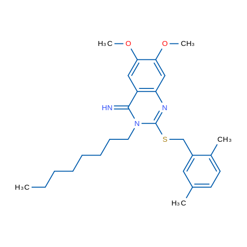 2-{[(2,5-dimethylphenyl)methyl]sulfanyl}-6,7-dimethoxy-3-octyl-3,4-dihydroquinazolin-4-imine 1g