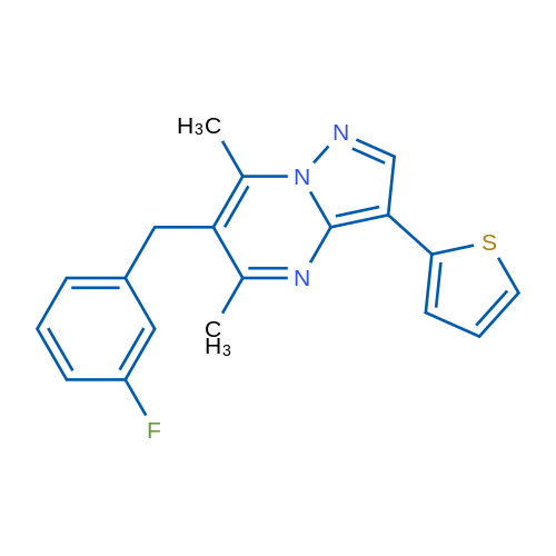 6-[(3-Fluorophenyl)methyl]-5,7-dimethyl-3-(thiophen-2-yl)pyrazolo[1,5-a]pyrimidine 1g