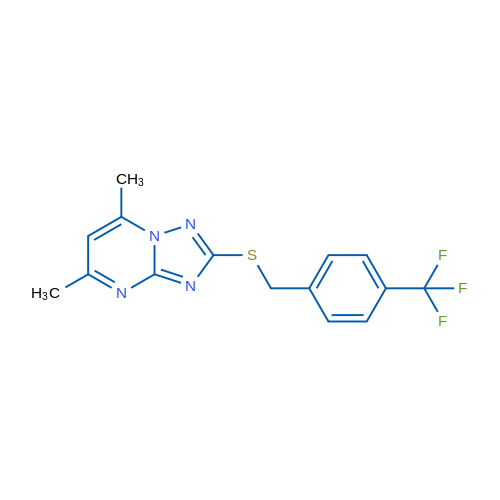 5,7-Dimethyl-2-({[4-(trifluoromethyl)phenyl]methyl}sulfanyl)-[1,2,4]triazolo[1,5-a]pyrimidine 1g