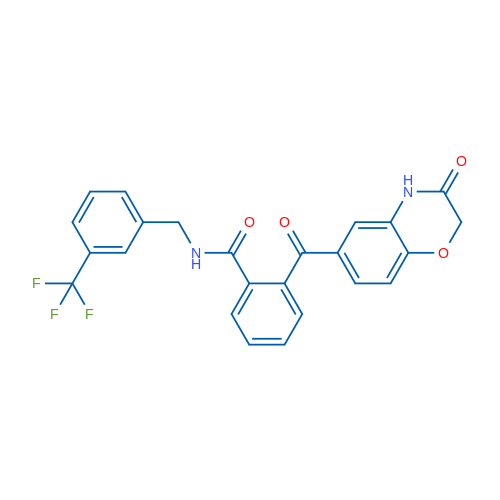 2-(3-Oxo-3,4-dihydro-2H-1,4-benzoxazine-6-carbonyl)-N-{[3-(trifluoromethyl)phenyl]methyl}benzamide 1g