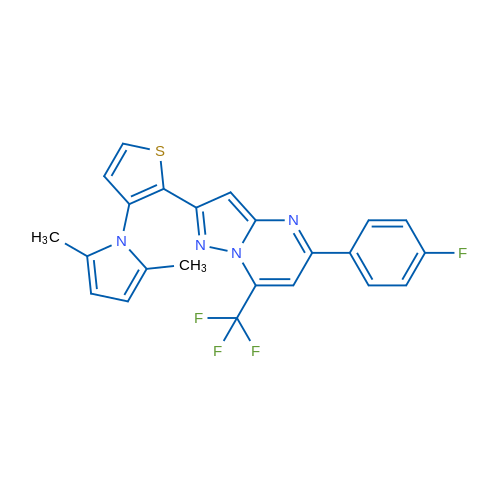 1-{2-[5-(4-fluorophenyl)-7-(trifluoromethyl)pyrazolo[1,5-a]pyrimidin-2-yl]thiophen-3-yl}-2,5-dimethyl-1H-pyrrole 1g