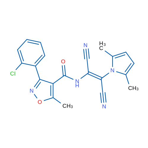3-(2-Chlorophenyl)-N-[(1E)-1,2-dicyano-2-(2,5-dimethyl-1H-pyrrol-1-yl)eth-1-en-1-yl]-5-methyl-1,2-oxazole-4-carboxamide 1g