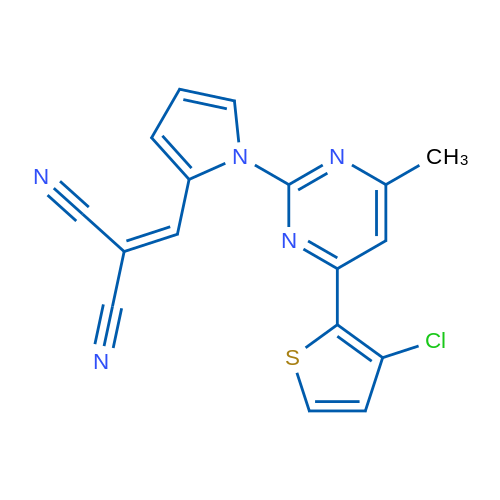 2-({1-[4-(3-chlorothiophen-2-yl)-6-methylpyrimidin-2-yl]-1H-pyrrol-2-yl}methylidene)propanedinitrile 1g