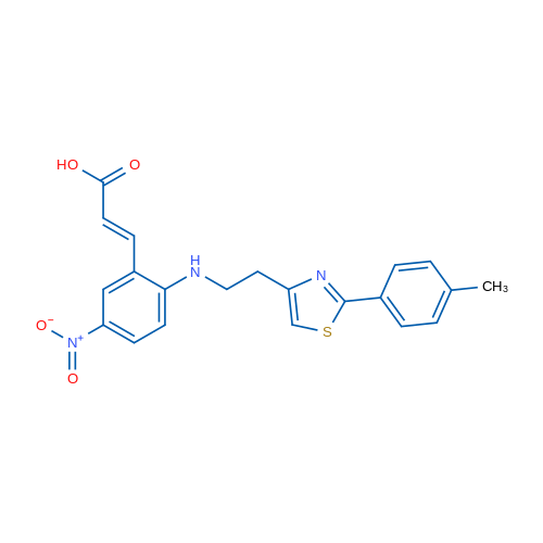 (2E)-3-[2-({2-[2-(4-methylphenyl)-1,3-thiazol-4-yl]ethyl}amino)-5-nitrophenyl]prop-2-enoic acid 1g