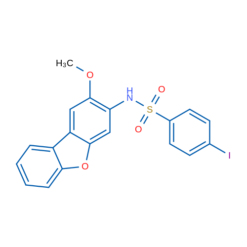 4-Iodo-N-{4-methoxy-8-oxatricyclo[7.4.0.0^{2,7}]trideca-1(9),2(7),3,5,10,12-hexaen-5-yl}benzene-1-sulfonamide 1g