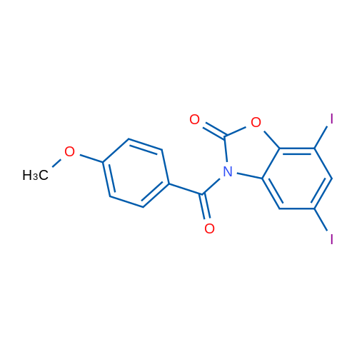 5,7-Diiodo-3-(4-methoxybenzoyl)-2,3-dihydro-1,3-benzoxazol-2-one 1g