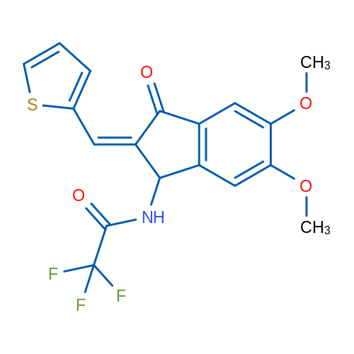 N-[(2Z)-5,6-Dimethoxy-3-oxo-2-[(thiophen-2-yl)methylidene]-2,3-dihydro-1H-inden-1-yl]-2,2,2-trifluoroacetamide 1g