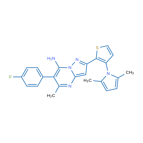 2-[3-(2,5-Dimethyl-1H-pyrrol-1-yl)thiophen-2-yl]-6-(4-fluorophenyl)-5-methylpyrazolo[1,5-a]pyrimidin-7-amine 1g