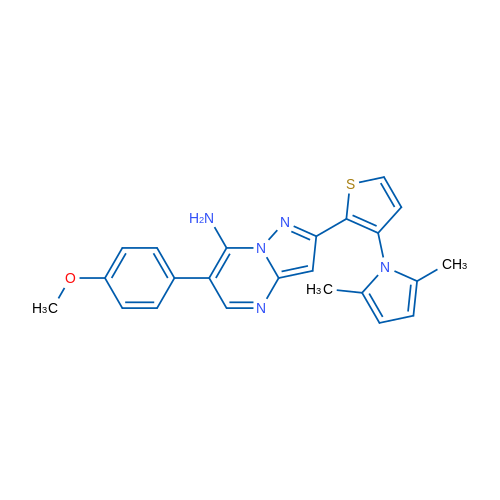 2-[3-(2,5-Dimethyl-1H-pyrrol-1-yl)thiophen-2-yl]-6-(4-methoxyphenyl)pyrazolo[1,5-a]pyrimidin-7-amine 1g