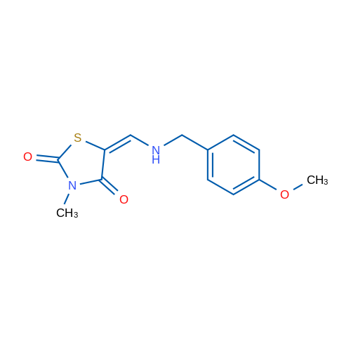 (5E)-5-({[(4-methoxyphenyl)methyl]amino}methylidene)-3-methyl-1,3-thiazolidine-2,4-dione 1g