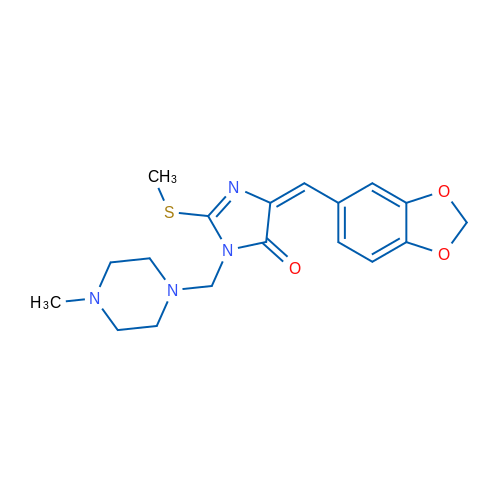 (4E)-4-[(2H-1,3-Benzodioxol-5-yl)methylidene]-1-[(4-methylpiperazin-1-yl)methyl]-2-(methylsulfanyl)-4,5-dihydro-1H-imidazol-5-one 1g