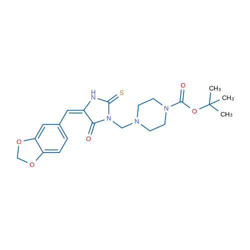 tert-Butyl 4-{[(4E)-4-[(2H-1,3-benzodioxol-5-yl)methylidene]-5-oxo-2-sulfanylideneimidazolidin-1-yl]methyl}piperazine-1-carboxylate 1g