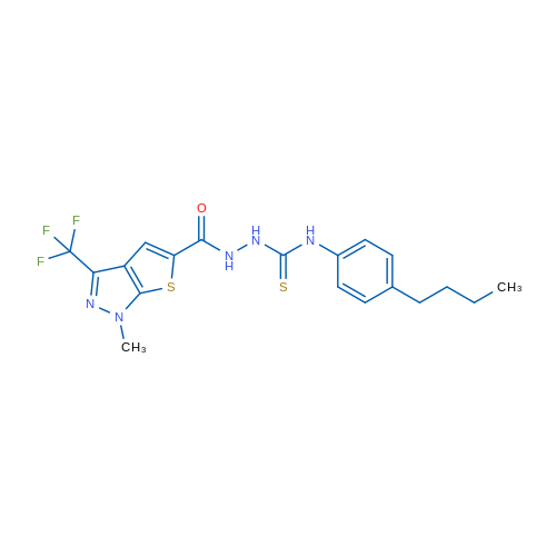 N-{[(4-butylphenyl)carbamothioyl]amino}-1-methyl-3-(trifluoromethyl)-1H-thieno[2,3-c]pyrazole-5-carboxamide 1g