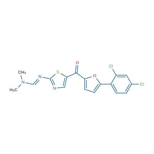 (E)-N'-{5-[5-(2,4-dichlorophenyl)furan-2-carbonyl]-1,3-thiazol-2-yl}-N,N-dimethylmethanimidamide 1g