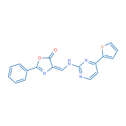 (4E)-2-Phenyl-4-({[4-(thiophen-2-yl)pyrimidin-2-yl]amino}methylidene)-4,5-dihydro-1,3-oxazol-5-one 1g