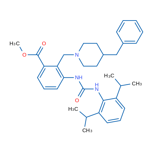 Methyl 2-[(4-benzylpiperidin-1-yl)methyl]-3-({[2,6-bis(propan-2-yl)phenyl]carbamoyl}amino)benzoate 1g