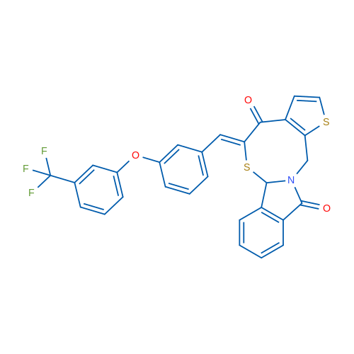 (9Z)-9-({3-[3-(trifluoromethyl)phenoxy]phenyl}methylidene)-4,10-dithia-1-azatetracyclo[9.7.0.0^{3,7}.0^{12,17}]octadeca-3(7),5,12(17),13,15-pentaene-8,18-dione 1g