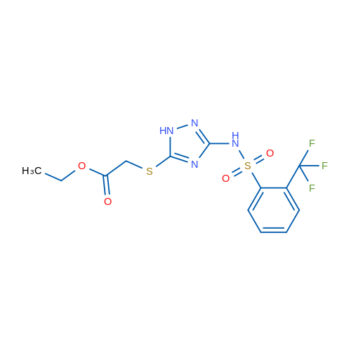 Ethyl 2-({3-[2-(trifluoromethyl)benzenesulfonamido]-1H-1,2,4-triazol-5-yl}sulfanyl)acetate 1g