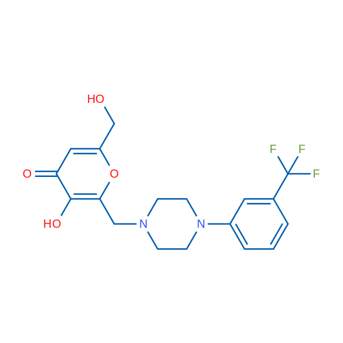 3-Hydroxy-6-(hydroxymethyl)-2-({4-[3-(trifluoromethyl)phenyl]piperazin-1-yl}methyl)-4H-pyran-4-one 1g