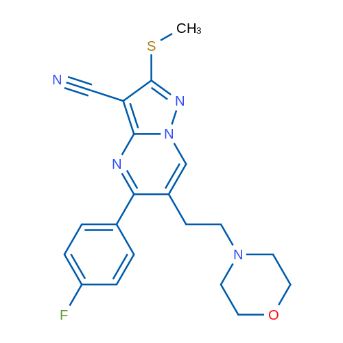 5-(4-Fluorophenyl)-2-(methylsulfanyl)-6-[2-(morpholin-4-yl)ethyl]pyrazolo[1,5-a]pyrimidine-3-carbonitrile 1g