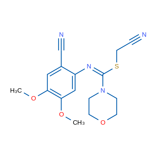 2-[(E)-{[(cyanomethyl)sulfanyl](morpholin-4-yl)methylidene}amino]-4,5-dimethoxybenzonitrile 1g
