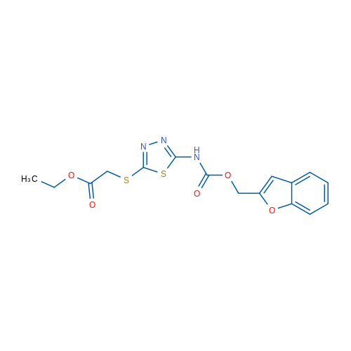 Ethyl 2-{[5-({[(1-benzofuran-2-yl)methoxy]carbonyl}amino)-1,3,4-thiadiazol-2-yl]sulfanyl}acetate 1g