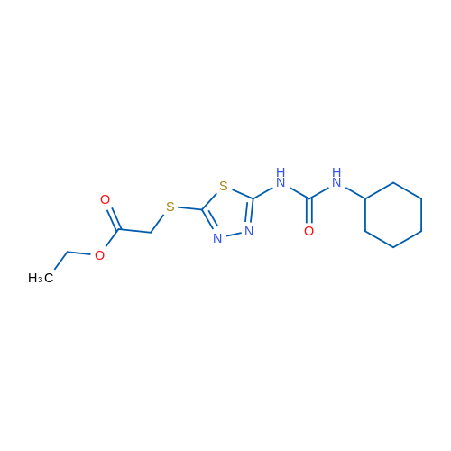 Ethyl 2-({5-[(cyclohexylcarbamoyl)amino]-1,3,4-thiadiazol-2-yl}sulfanyl)acetate 1g
