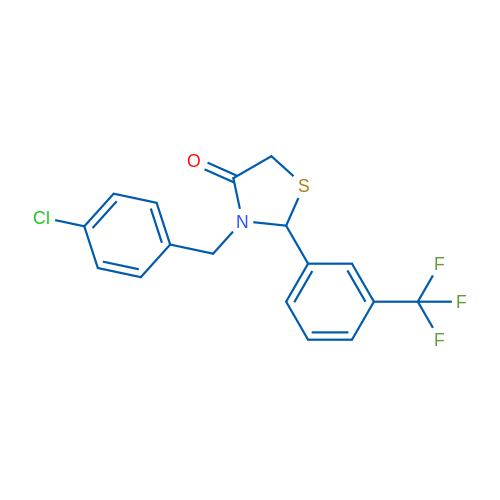 3-[(4-Chlorophenyl)methyl]-2-[3-(trifluoromethyl)phenyl]-1,3-thiazolidin-4-one 1g