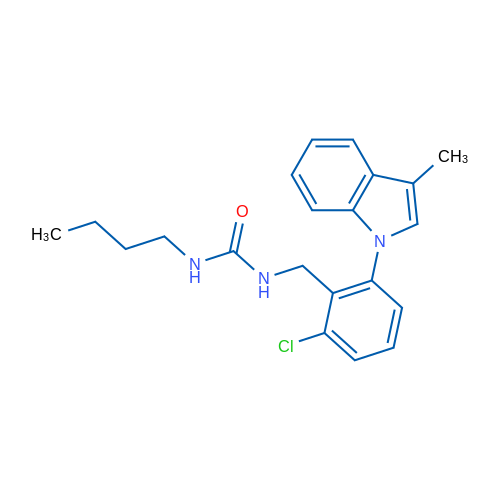 3-Butyl-1-{[2-chloro-6-(3-methyl-1H-indol-1-yl)phenyl]methyl}urea 1g