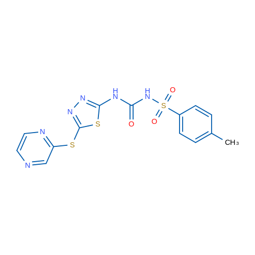 1-(4-Methylbenzenesulfonyl)-3-[5-(pyrazin-2-ylsulfanyl)-1,3,4-thiadiazol-2-yl]urea 1g