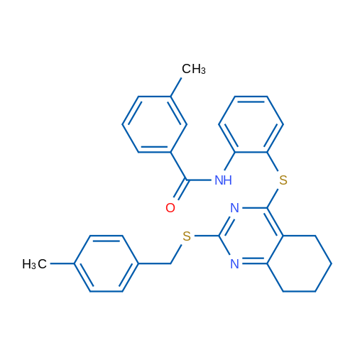 3-Methyl-N-{2-[(2-{[(4-methylphenyl)methyl]sulfanyl}-5,6,7,8-tetrahydroquinazolin-4-yl)sulfanyl]phenyl}benzamide 1g