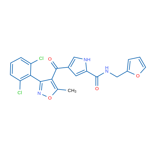 4-[3-(2,6-Dichlorophenyl)-5-methyl-1,2-oxazole-4-carbonyl]-N-[(furan-2-yl)methyl]-1H-pyrrole-2-carboxamide 1g