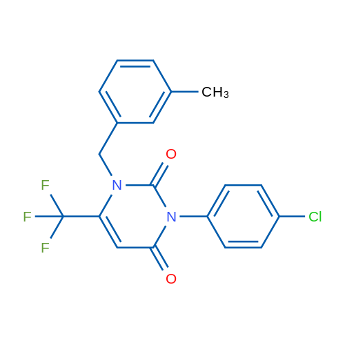 3-(4-Chlorophenyl)-1-[(3-methylphenyl)methyl]-6-(trifluoromethyl)-1,2,3,4-tetrahydropyrimidine-2,4-dione 1g