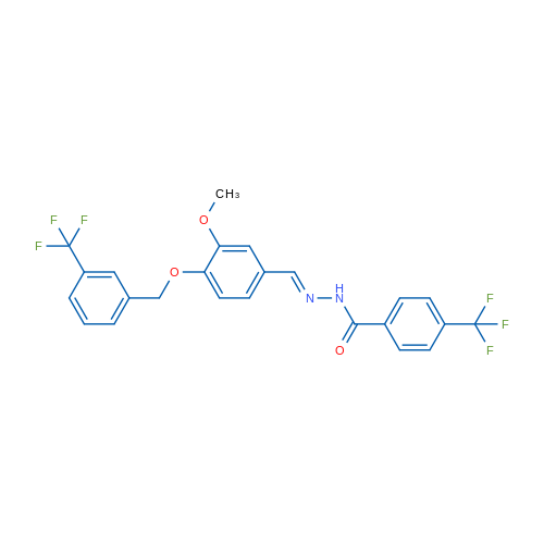 N'-[(1E)-(3-Methoxy-4-{[3-(trifluoromethyl)phenyl]methoxy}phenyl)methylidene]-4-(trifluoromethyl)benzohydrazide 1g