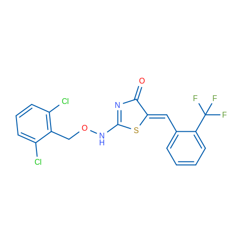 (5Z)-2-{[(2,6-dichlorophenyl)methoxy]amino}-5-{[2-(trifluoromethyl)phenyl]methylidene}-4,5-dihydro-1,3-thiazol-4-one 1g