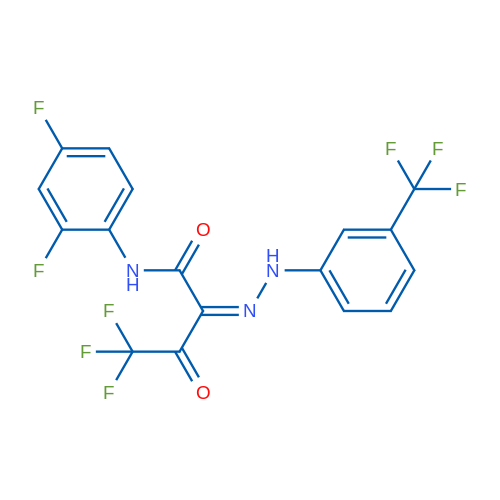 (2Z)-N-(2,4-Difluorophenyl)-4,4,4-trifluoro-3-oxo-2-{2-[3-(trifluoromethyl)phenyl]hydrazin-1-ylidene}butanamide 1g