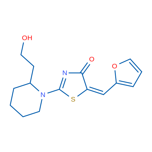 (5E)-5-[(Furan-2-yl)methylidene]-2-[2-(2-hydroxyethyl)piperidin-1-yl]-4,5-dihydro-1,3-thiazol-4-one 1g