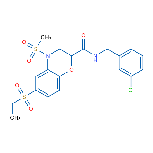 N-[(3-Chlorophenyl)methyl]-6-(ethanesulfonyl)-4-methanesulfonyl-3,4-dihydro-2H-1,4-benzoxazine-2-carboxamide 1g